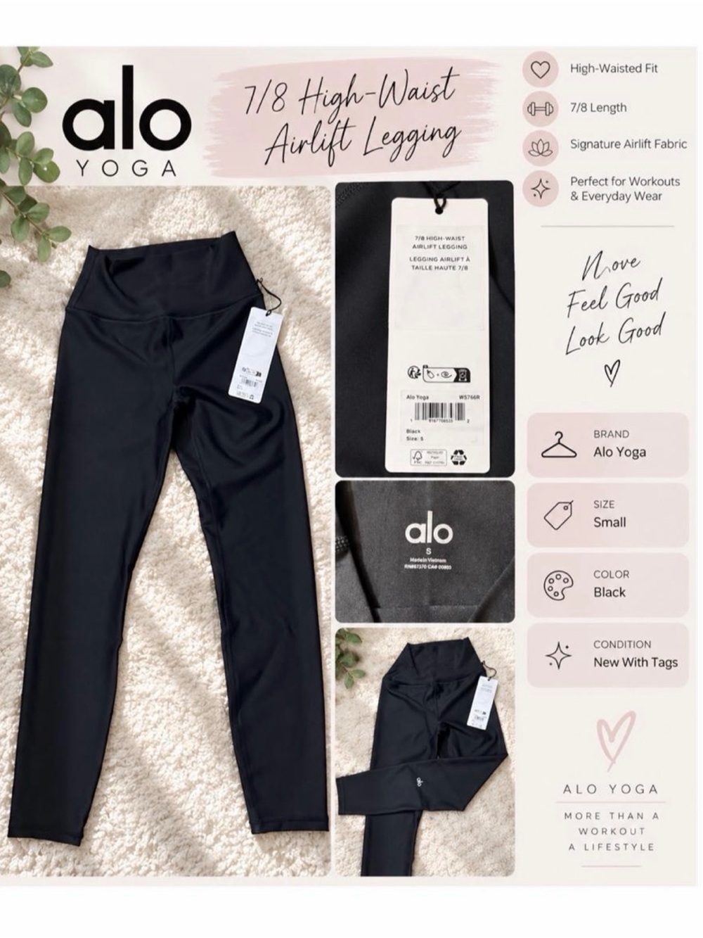 ALO Yoga Black 7/8 High-Waist Airlift Legging
